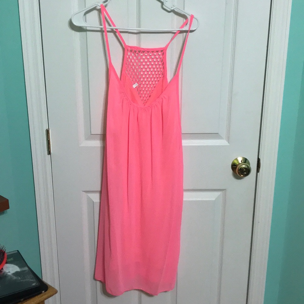 Neon pink beach cover up